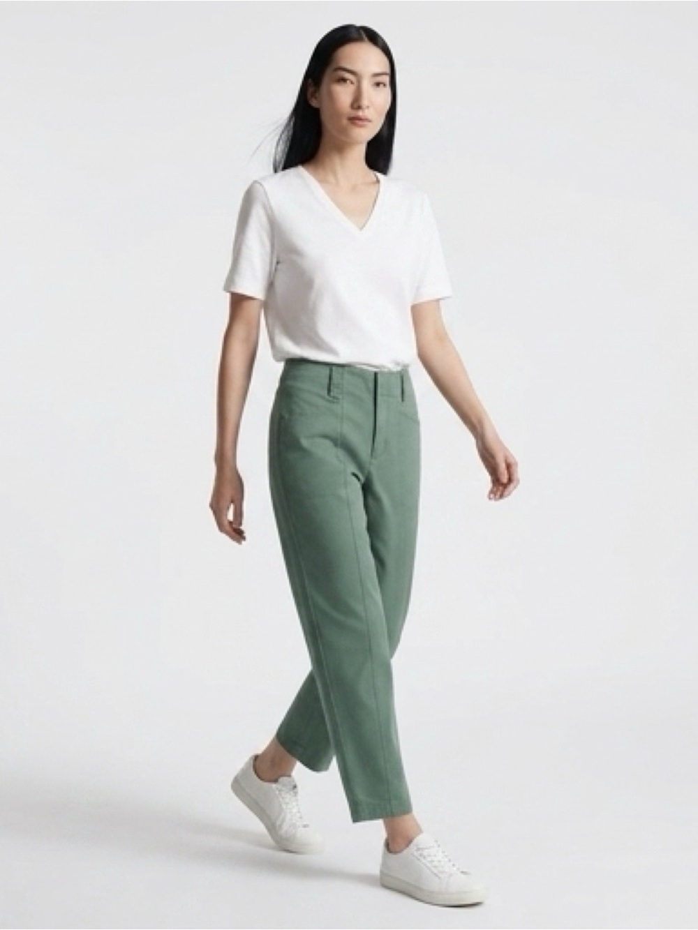 A New Day High Rise Slim Ankle Pants Green Front
Seam Utility Stretch Size 6